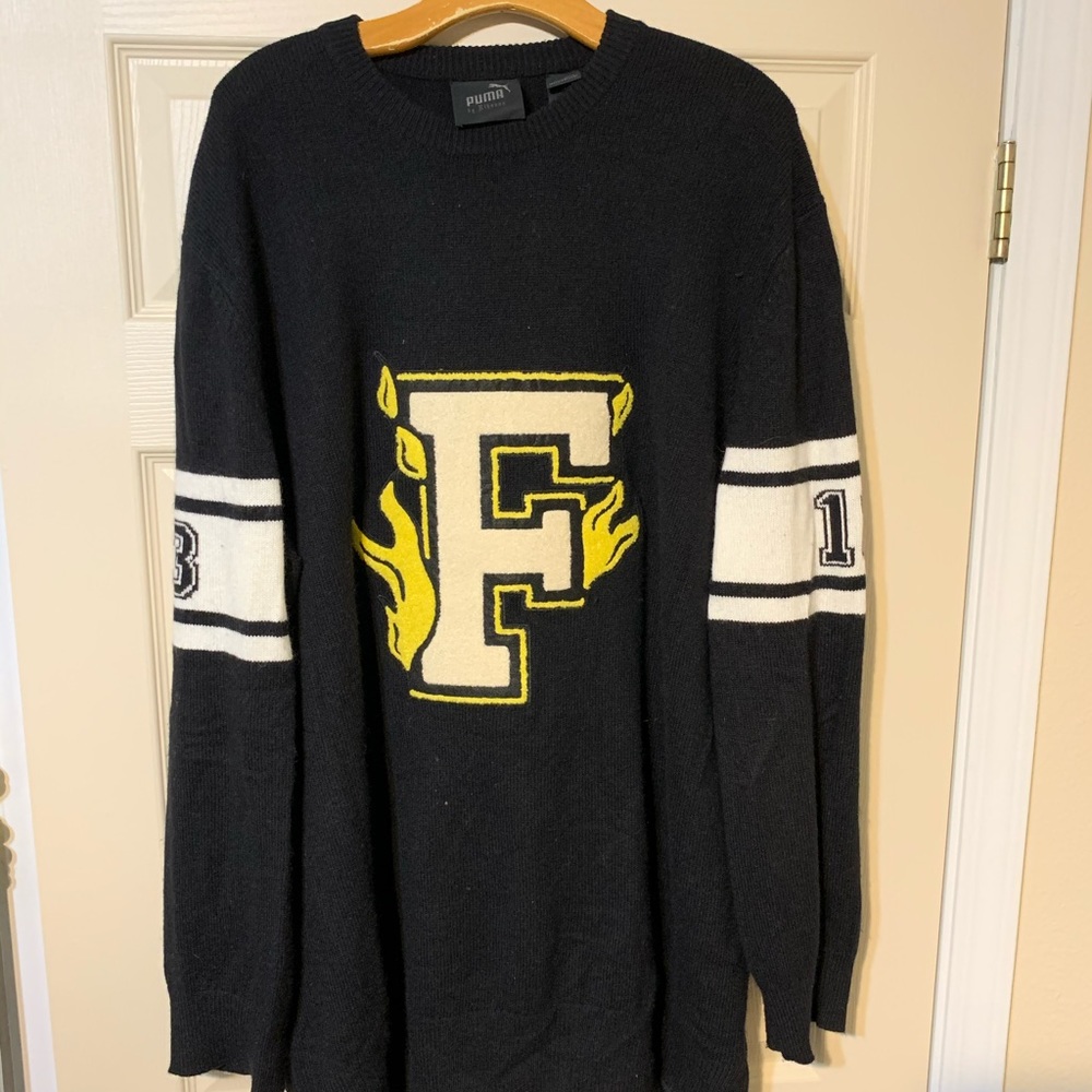 Fenty Puma oversized varsity sweater.